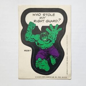 ✨RARE VTG 1975 Topps Marvel Comic Book Heroes Sticker - Hulk #1 (Brown Back)